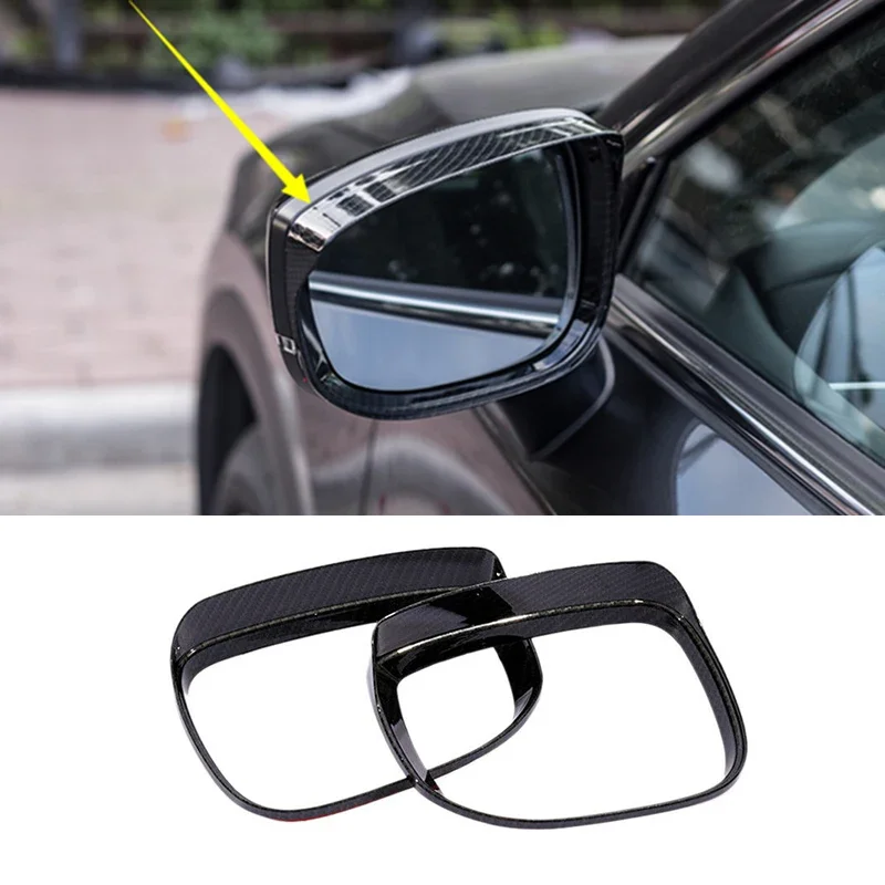 1 Pair Car Rearview Mirror Rain Eyebrow Cover Trim Fram Carbon Fiber For Mazda CX-5 2017 2018 Decoration Accessories