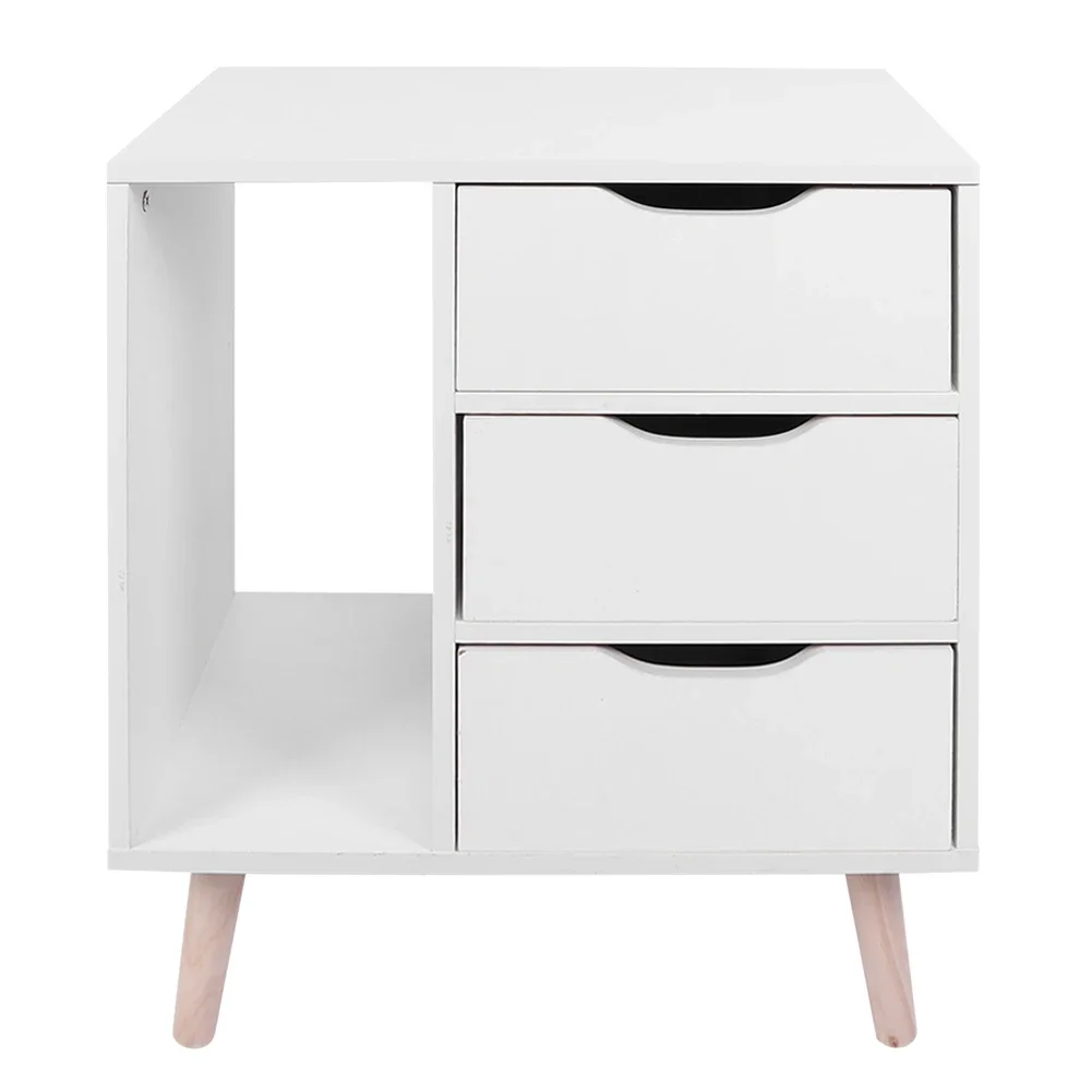 

Free Standing Bedroom Bedside Table Night Stand Cabinet with Drawers Foot Storage Organizer