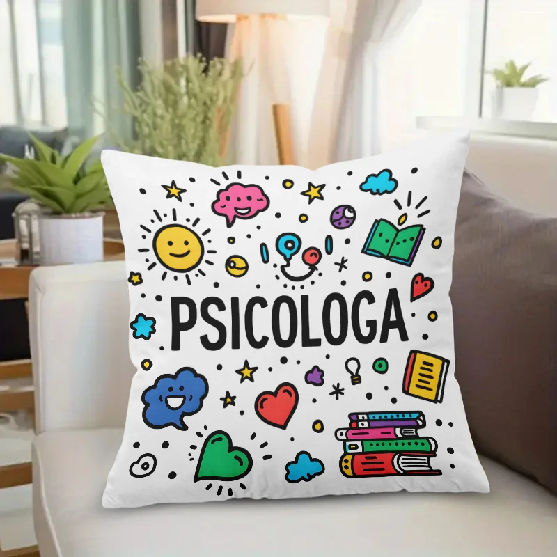 1pc Psychology Themed Throw Pillow Cover,Suitable for Sofa, Bedroom, Living Room, Study Room,Heartwarming Gift for Psychologists