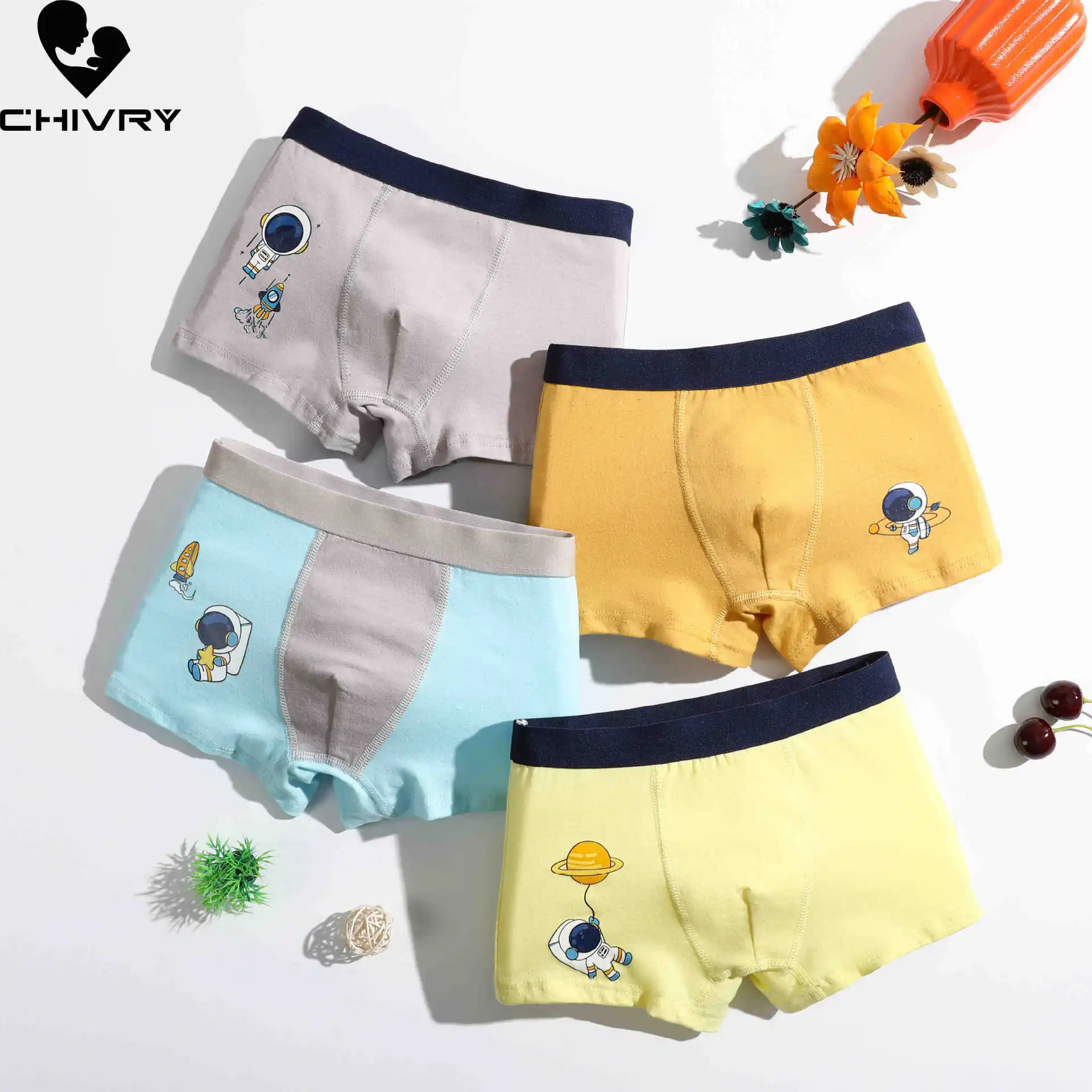 4 Piece Kids Boys Underwear Cartoon Animal Children's Shorts Panties for Baby Boys Boxer Brief Teenager Underpants for 2-15T