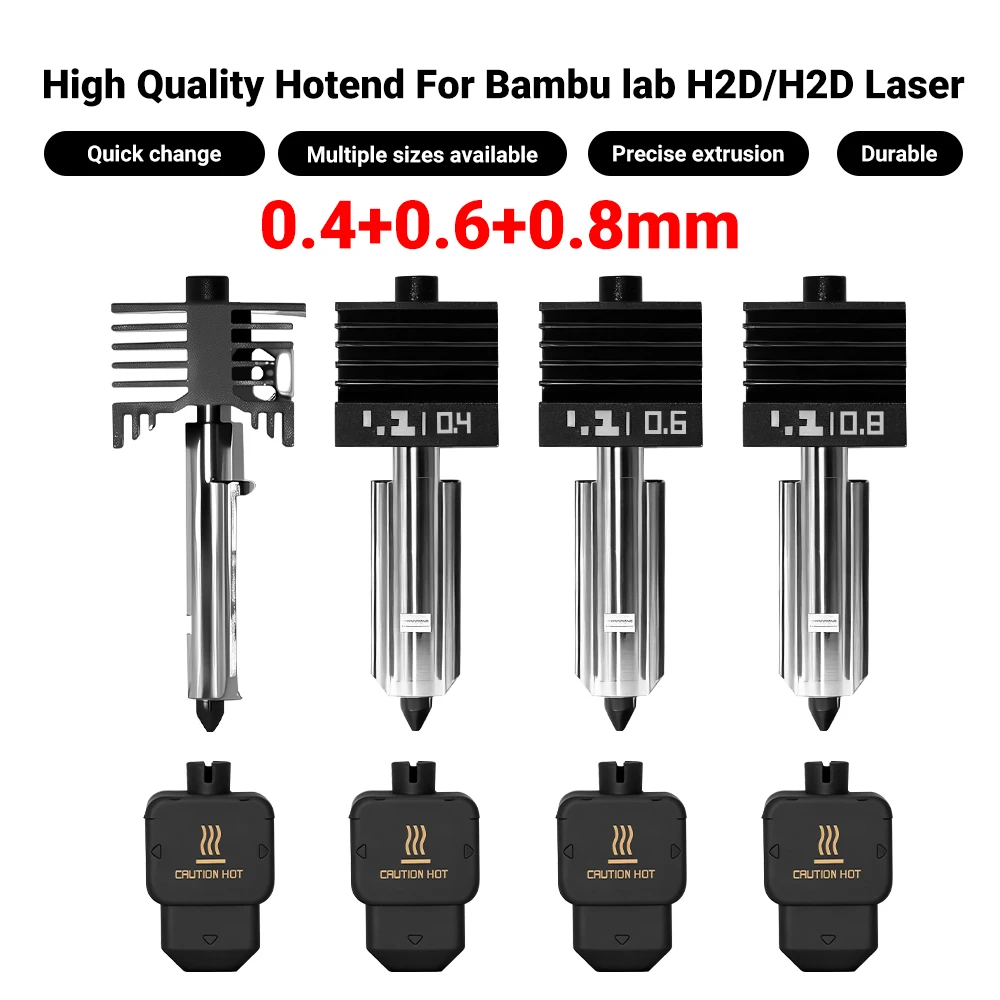 

Nozzle Replaceable Hotend For Bambu Lab H2D Hotend Hardened steel 0.4/0.6/0.8mm Hotend For H2D Laser For Bambu H2D Parts