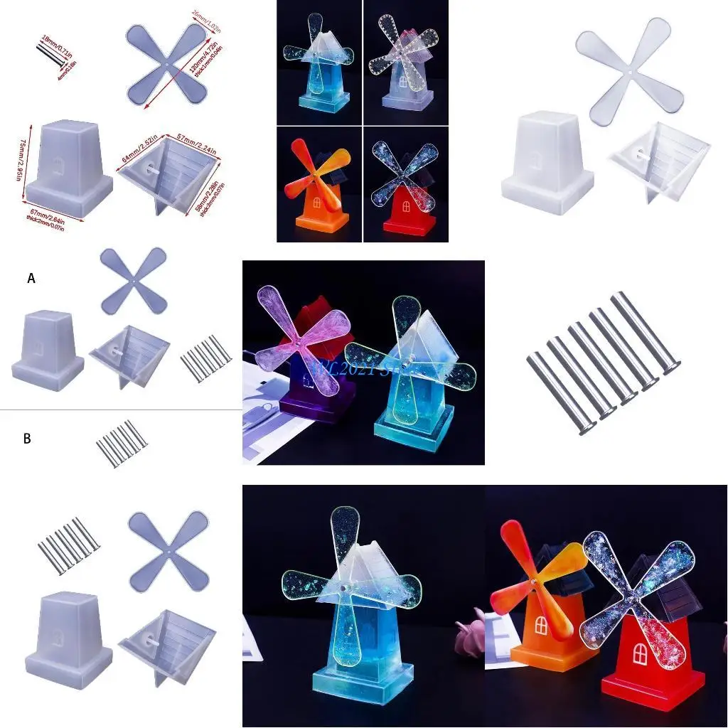 

G5GC Вертушка Смола Формы Силиконовый комплект, DIY Роторная ветряная мельница Форма для домашнего декора