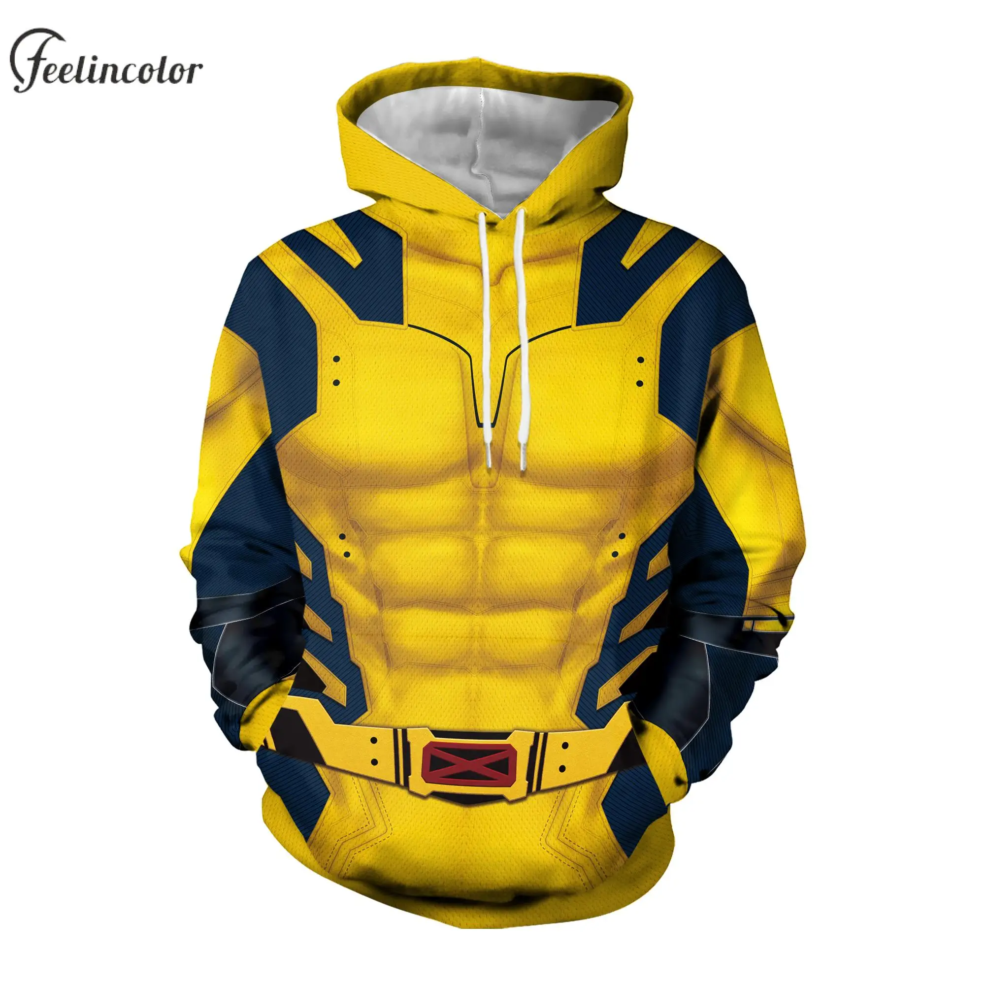 Hoodie pria, Hoodie pria Hoodie Pullover Superhero Cosplay pakaian lengan panjang musim gugur Hoodie dengan saku pakaian luar Halloween