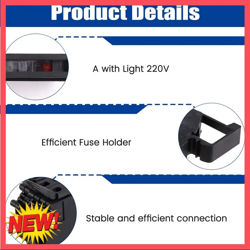 

B17C UK-5-HESI Fuse Terminal Block Uk5rd Rail Type 4Mm Fuse Terminal Block Connector Fuse Holder Conductor With Light 220V