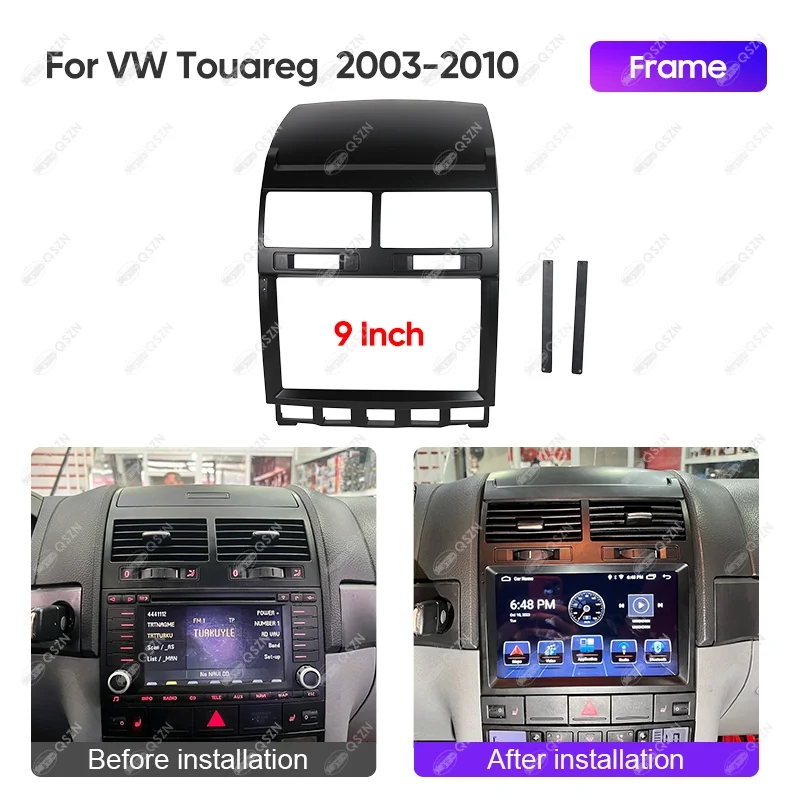 For VW 2003-2010 Touareg 9 INCH Car Radio Frame Stereo Audio Screen Multimedia Video Player Navigation Cables Harness Canbus