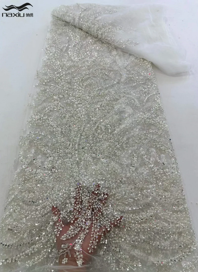 

Роскошная нигерийская африканская ткань с бисером и вышивкой пайетками, высококачественная французская кружевная ткань для праздничных платьев.