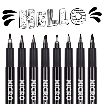 8 stuks handbelettering pennen, kalligrafieborstel markers voor schrijven schetsen kunst tekenen illustratie scrapbooking journaling zwart
