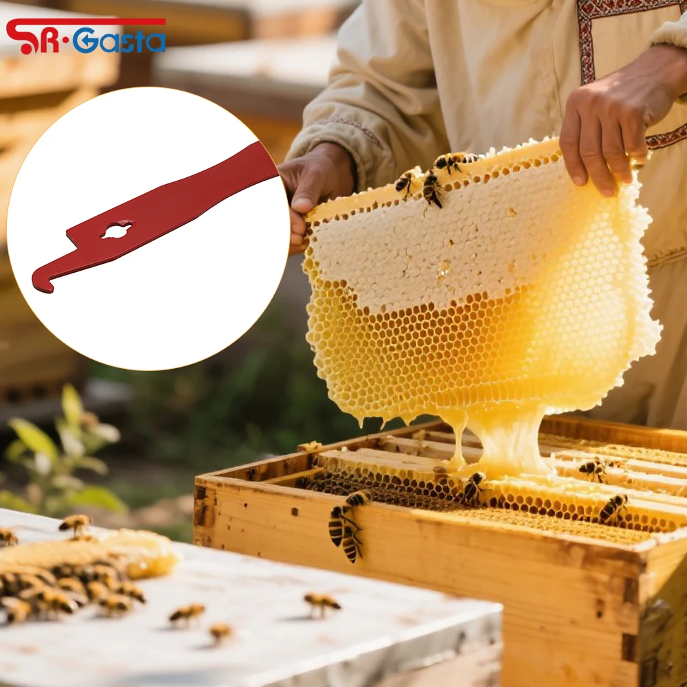 2Pcs Red Beekeeping Extracting Scraper Stainless Steel Hook Hive Tool Beekeeping Equipment Frame Cleaning Tool