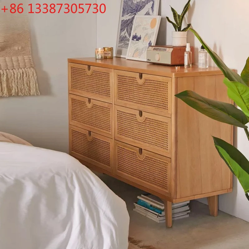 

Комод из ротанга, простой, с шестью ящиками, японский, из массива дерева, с четырьмя ящиками, для гостиной