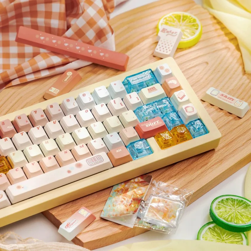 

Orange Sea Theme Keycaps Set Customized PC Translucent FC Profile Keyboard Caps for Gaming Mechanical Keyboard Accessories Gift