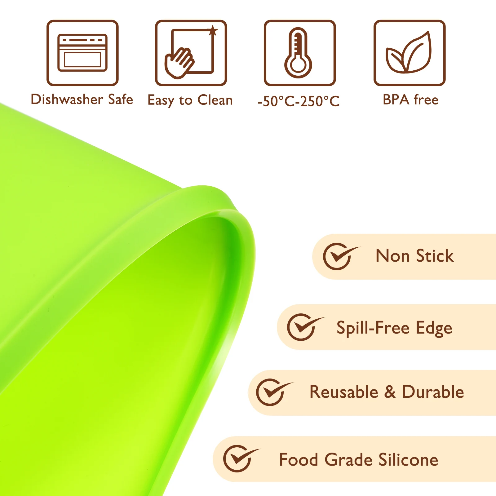 

Silicone Baking Mats Edges Nonstick Tray Liners Reusable Sheets Spatula Heat Resistant 50c 250c Food Grade Safe