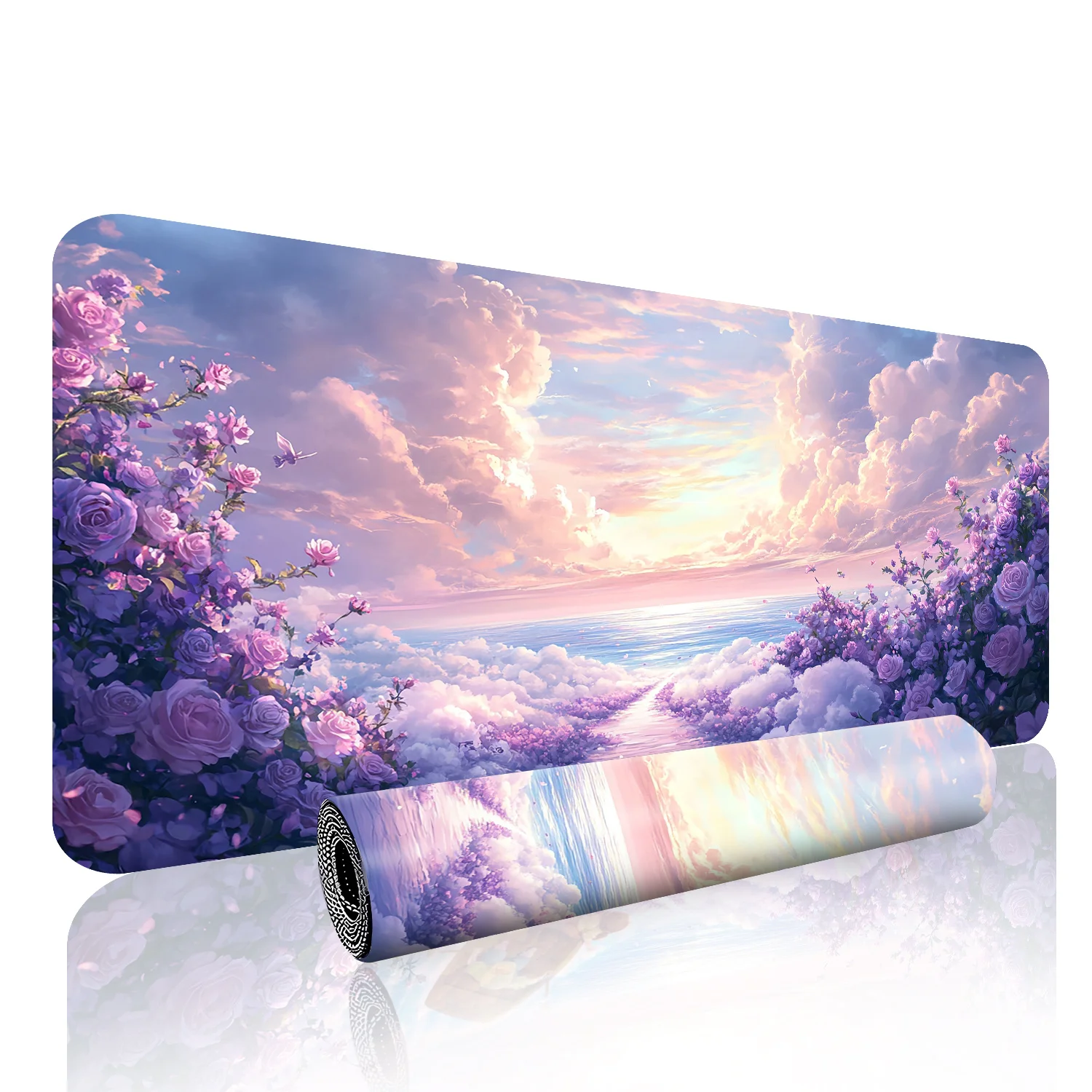 Tappetino per mouse da gioco grande fantasia floreale da 1 pezzo, design floreale dei cartoni animati, tappetino per tastiera durevole per desktop e laptop, ideale per Capodanno,