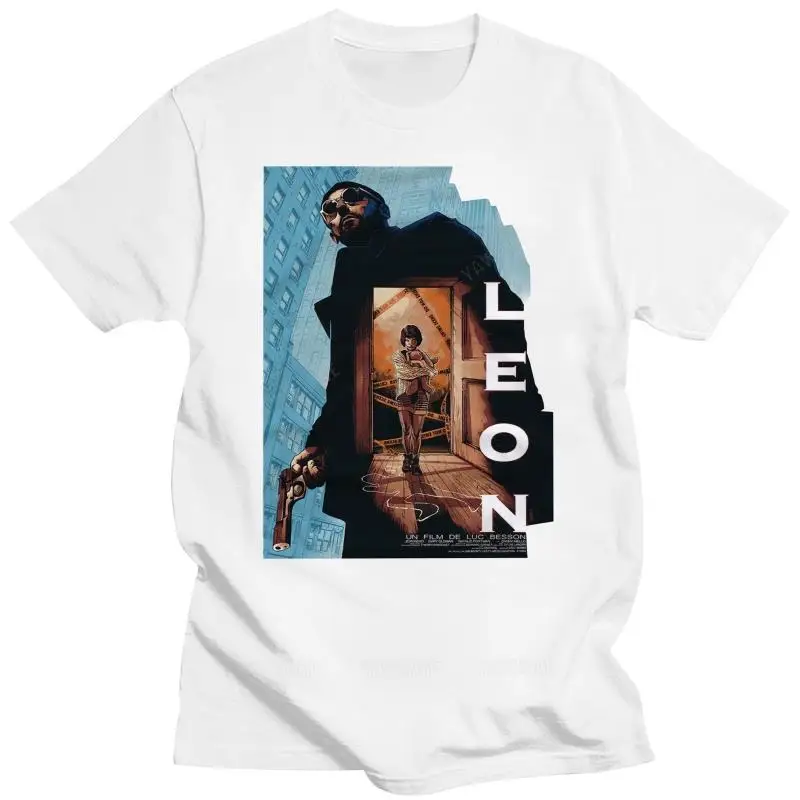 Men's cotton tee shirts T Shirt Leon The Professional Der Profi Jean Reno Nathalie Portman Cult Retro New Cool Tee-Shirt