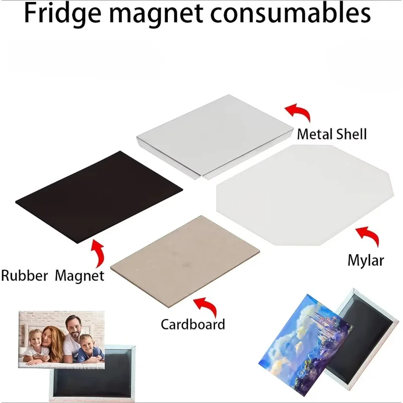 65x90mm/80x53mm Rectangular Fridge Magnets Badge Maker DIY Photo Refrigerator Sticker Press Machine+Paper Cutter+100p Materials