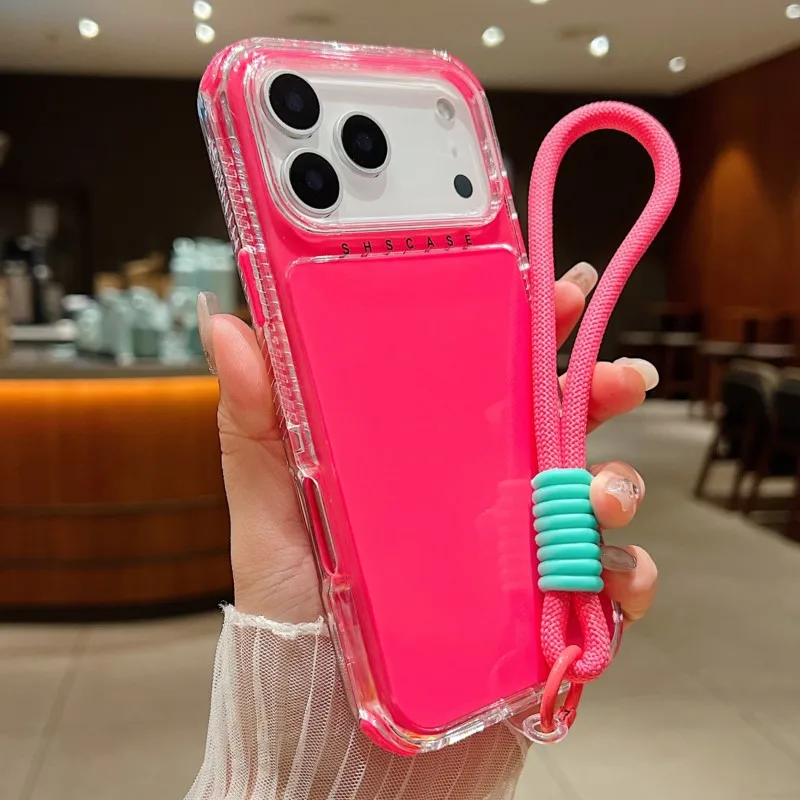 

Роскошный противоударный чехол ярких цветов для iPhone 17, Air 16, 15, 14 Plus, 13, 12, 11 Pro Max, гибридный бампер, броня с ремешком, чехол