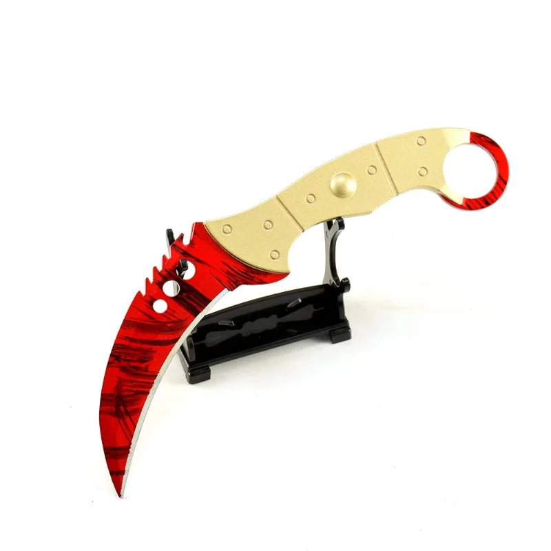 Juego CSGO de 20cm, arma periférica, modelo Doppler, cuchillo de garra dentada de rubí, cubierta de cuero de Metal, versión artesanal, juguete para regalo de cumpleaños