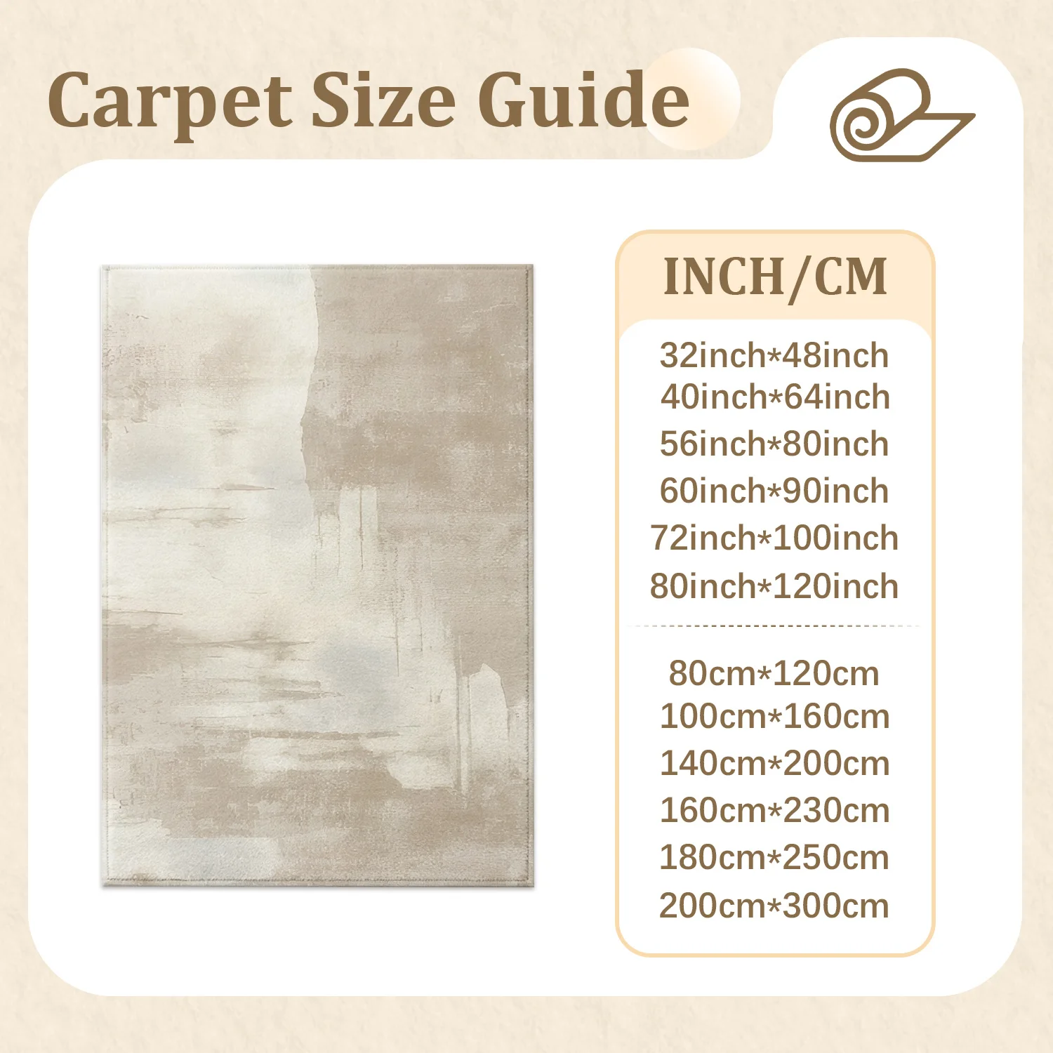 Large Indoor Area Rug, Soft Velvet Low Pile Rug with Non-Slip Dotted Backing, Machine Washable Abstract Neutral Beige Gray Brushstroke Floor Rug for Living Room Bedroom Entryway