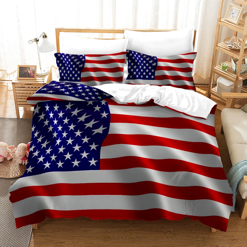 Flag - Digital Printed Duvet Kit - Polyester - Bedroom Decor -1 Bed cover +2 Pillowcase (no pillow core)