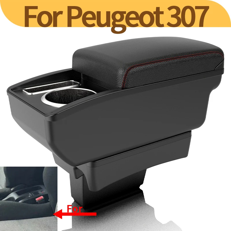 Do Peugeot 307 I 2001-2008 specjalny schowek na podłokietnik szczegóły wewnętrzne zmodyfikowane części samochodowe z uchwytem na kubek łatwa instalacja