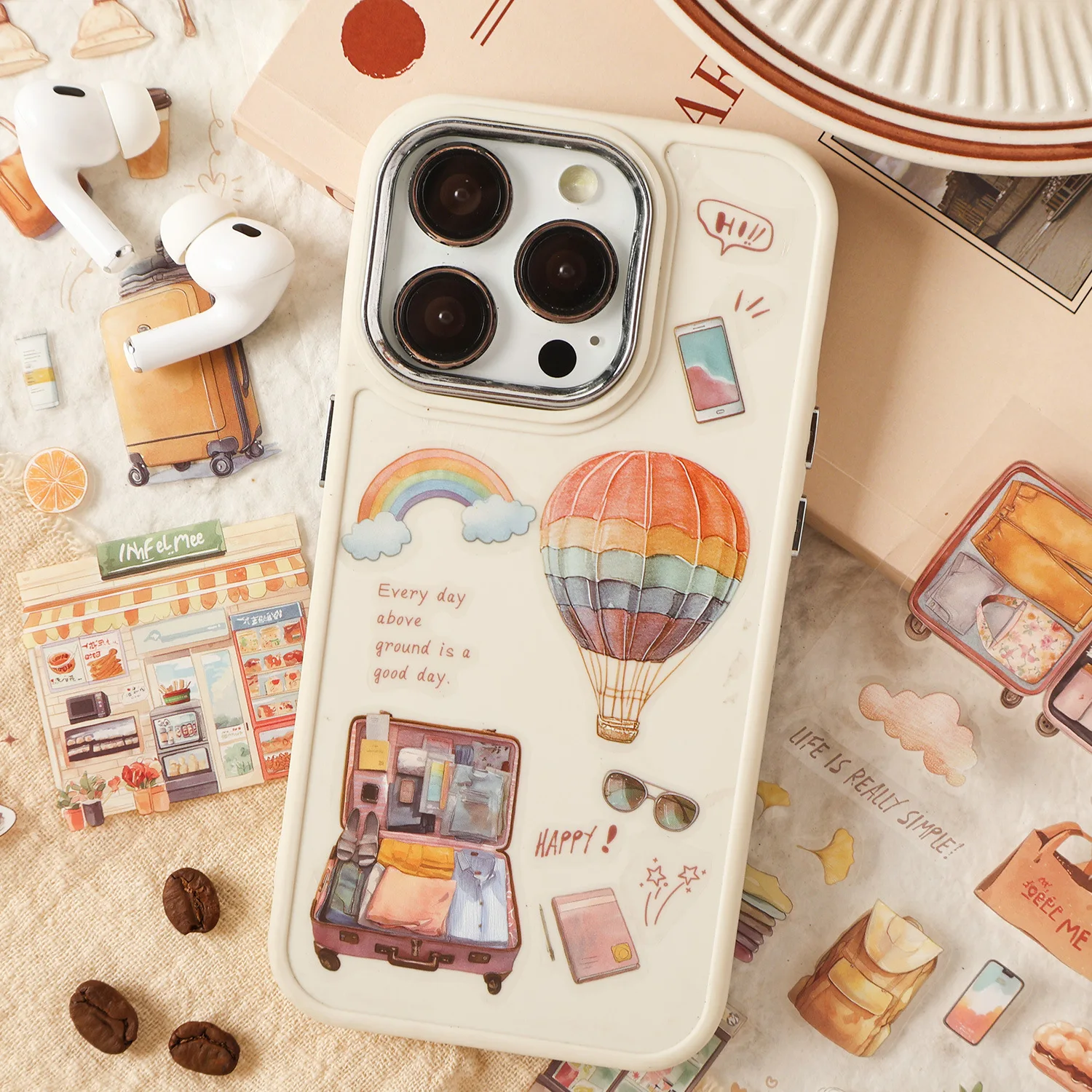Kawaii Travel Landscape Material Collage Scrapbook PET Sticker Creative DIY Journal Stationery