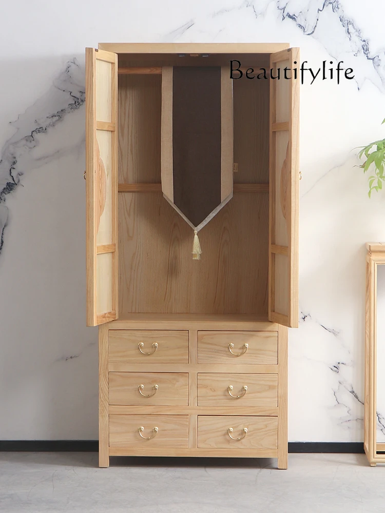 Chinese Ash Zen Classical Bedroom Locker Classical Wood Color Closet