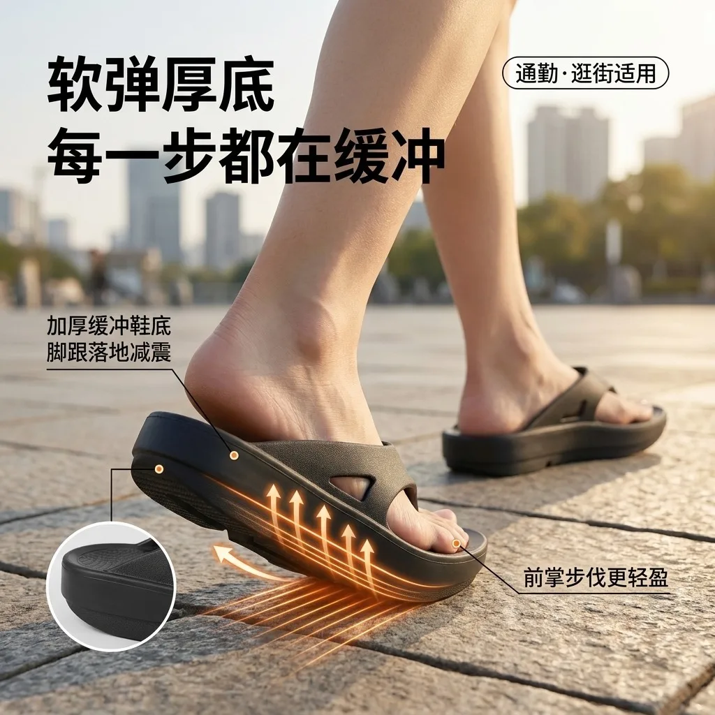 Flip flops EVA thick sole arch support high elasticity sports non slip beach clip on slippers for women summer wear