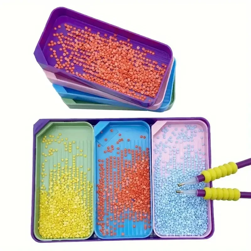 1set Colorful Diamond Painting Pen 3-in-1 Diamond Painting Glue Clay Bead Tray Anti-Slip Mat Kit Embroidery Sewing Accessories