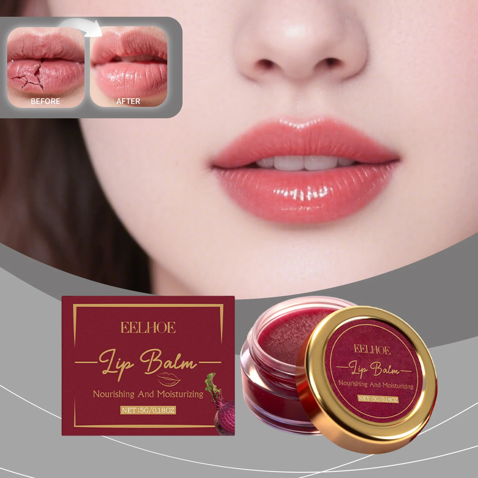 EELHOE リップバーム 乾燥した唇に栄養と潤いを与える、保湿リップケア ひび割れ唇の治療、5g