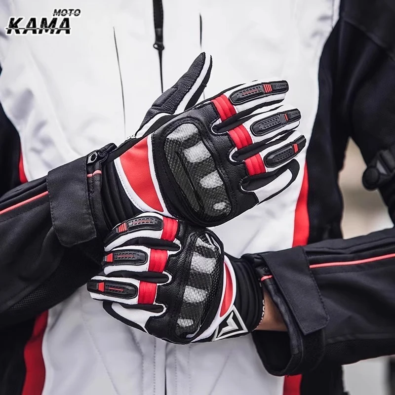 

Winter Motorcycle Waterproof Gloves Leather Gloves Men Women Genuine Goatskin Warm Touch Screen Antislip Protective Riding Gear