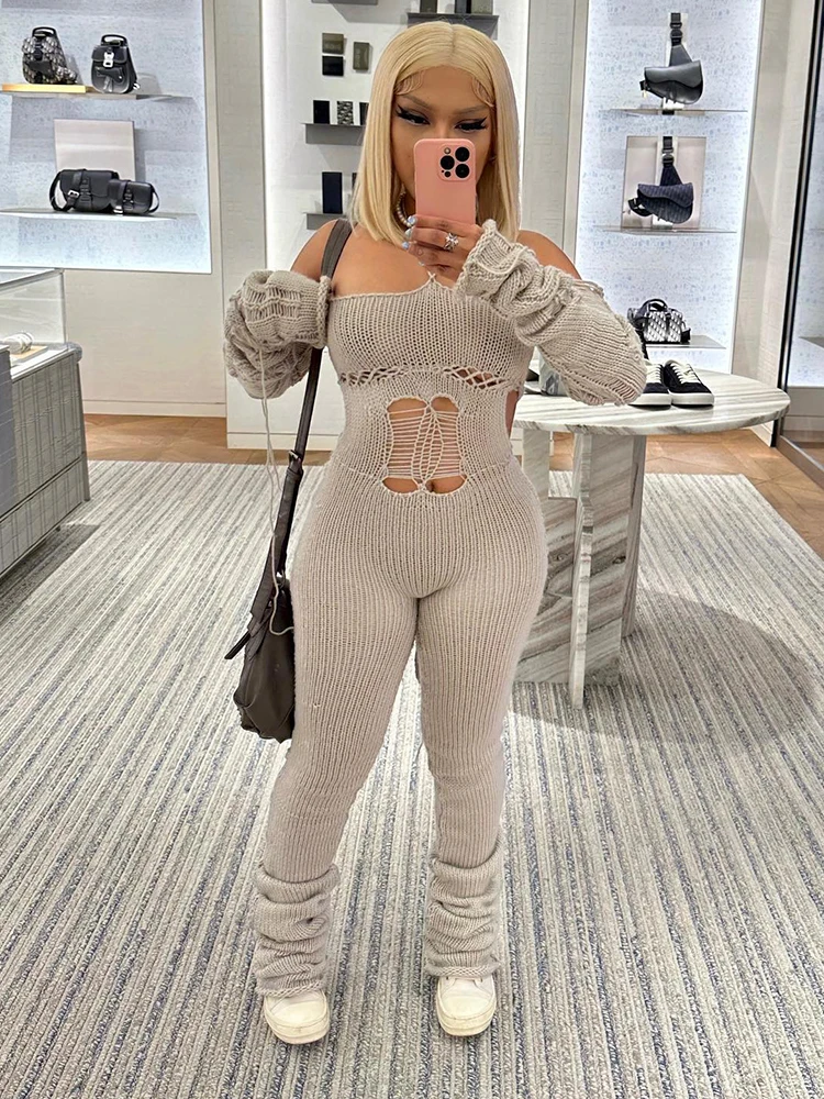 Jusahy Fashion Trend Y2K Jumpsuits Women Sexy Patchwork Sleeve Bandage Stretch Hipster One Piece Overalls Female Streetwear 2025