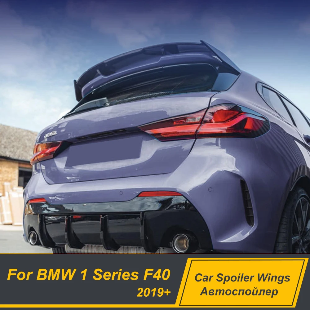 

For BMW 1 Series F40 M Sport 2019+ MP Style Rear Trunk Roof Lid Car Spoiler wings Carbon Printing Gossy Black Accessories