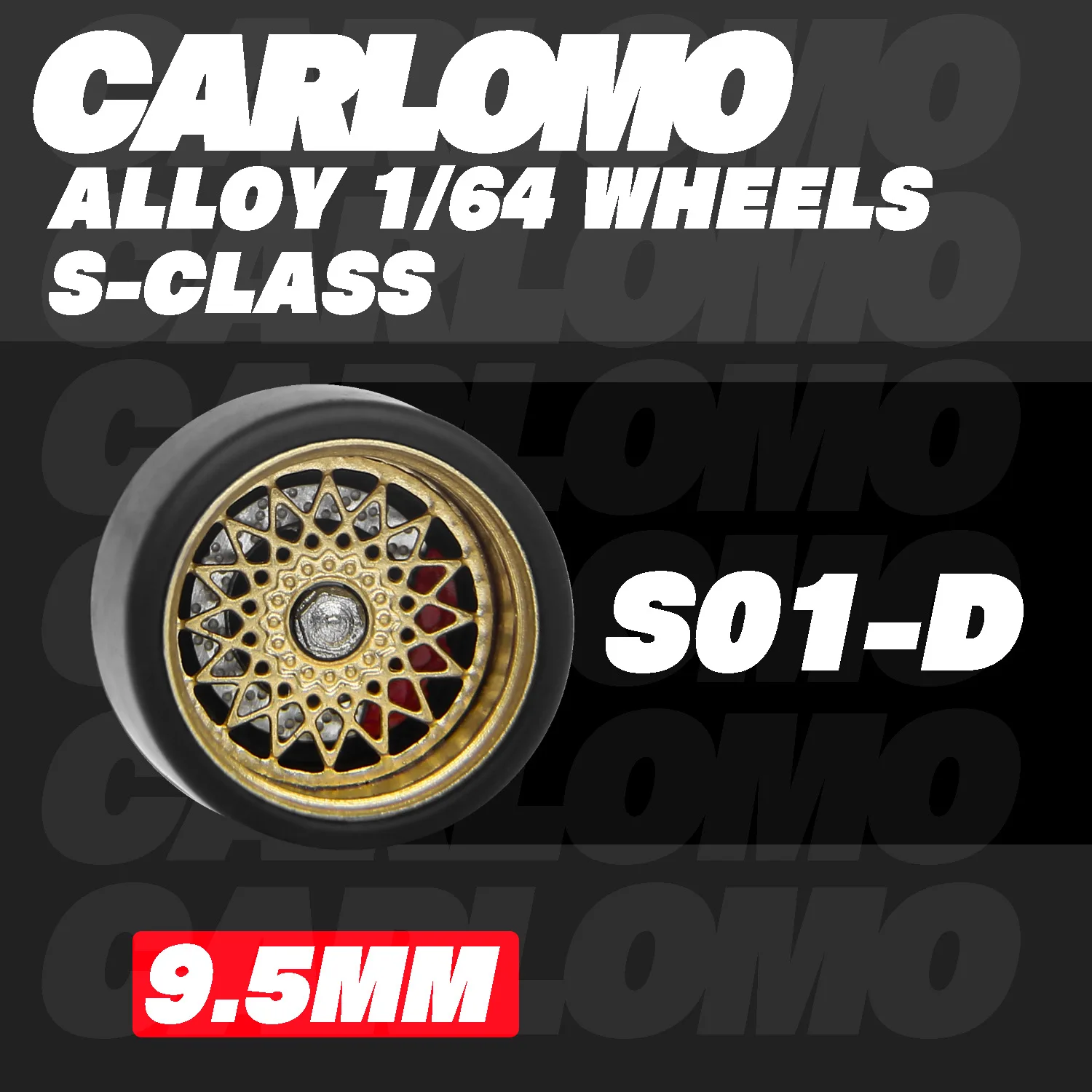 Carlomo S-Class 1/64 Hot Wheels Detail up Kits Wheels Rubber Tires with Brake Disc Assembly Rims for Model Diecast Car for Tomy