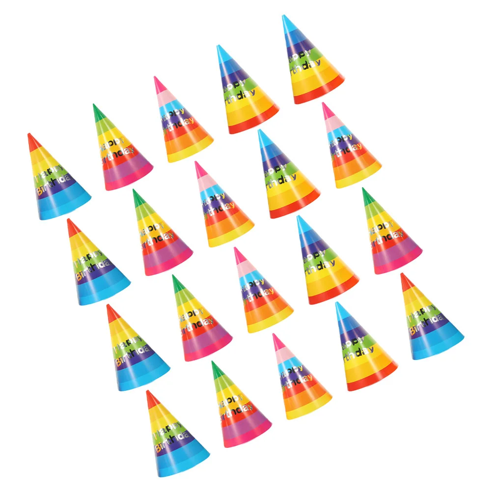 20 Pcs Party Hats Rainbow Birthday Headwear Props Decorate 2000X1500X1500CM Cap Child