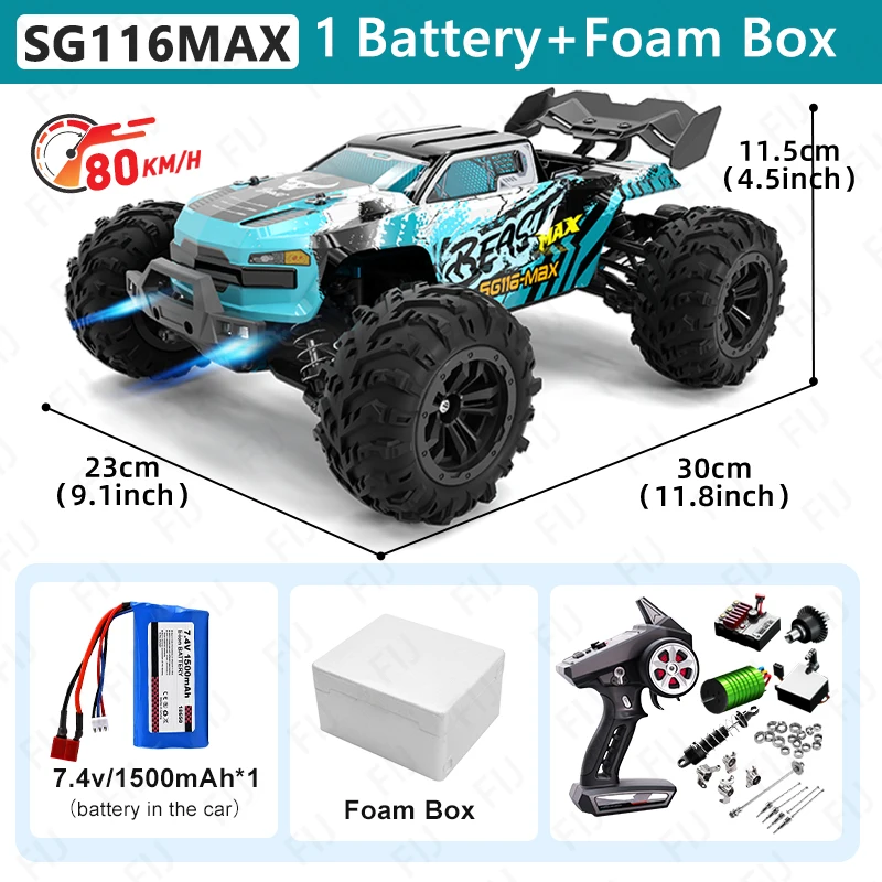 Zll Sg116 Max Rc Auto 80 Km/h Hoge Snelheid Off-Road Drift Auto Borstelloze 4wd Professionele Raceauto 'S Afstandsbediening Auto Voor Volwassenen