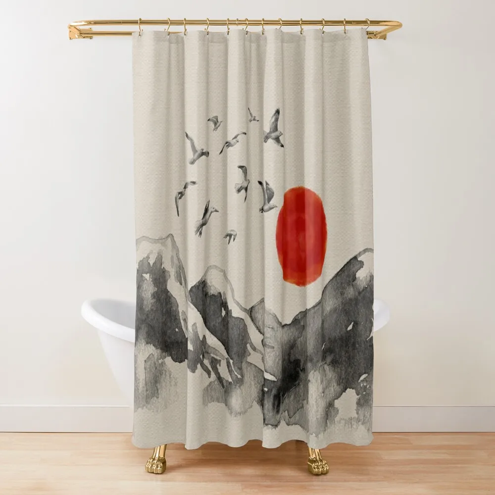 

Japanese Mountains Serenity Landscape Shower Curtain Bathtub For Bathroom Curtain