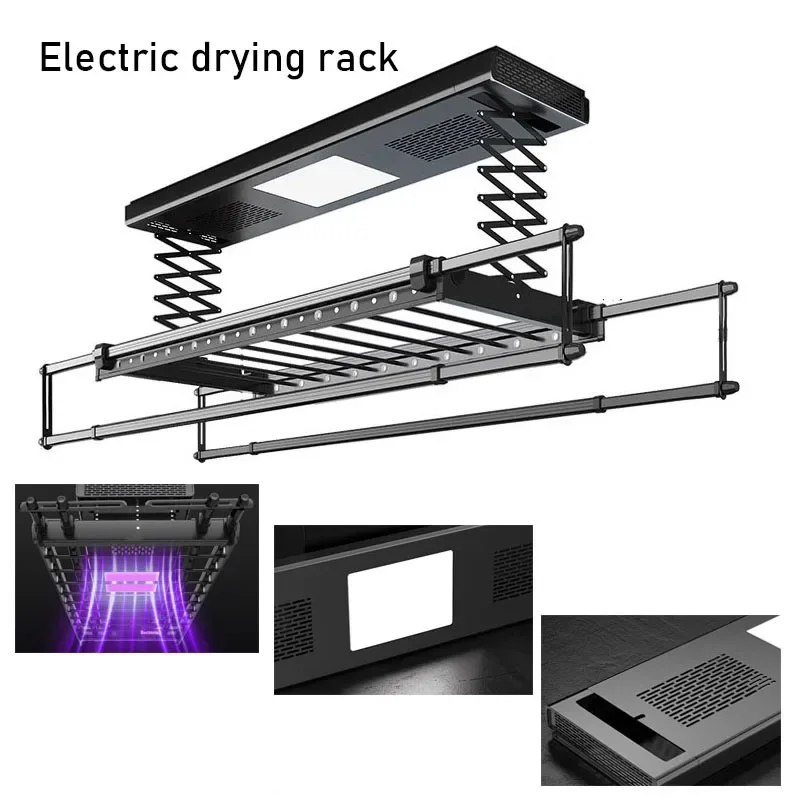 16w Balcony Intelligent Remote Control Automatic Electric Drying Rack Lifting Hanger Home Four Rod Telescopic Drying Rack
