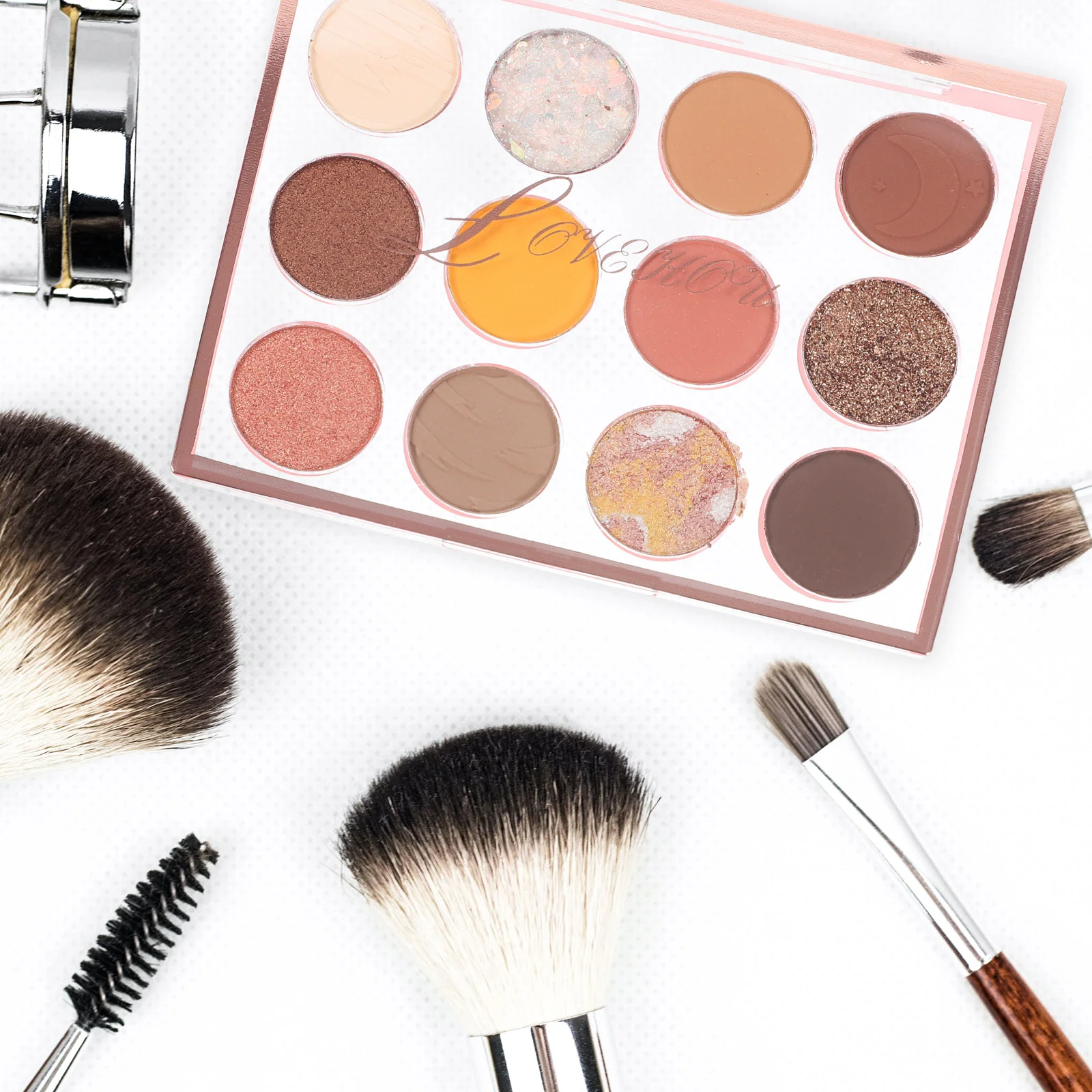 لوحة ظلال عيون مكونة من 12 شبكة، صينية مكياج خفيفة الوزن للسفر في الهواء الطلق، منظم ظلال عيون لامعة ولامعة #1