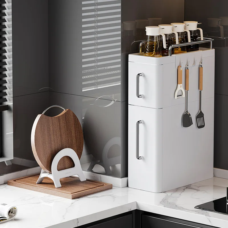 Pull-Out Spice Racks Multi-Functional Household Seasoning Organizer For Home Kitchen Countertop Narrow Cabinets Spice Cabinet