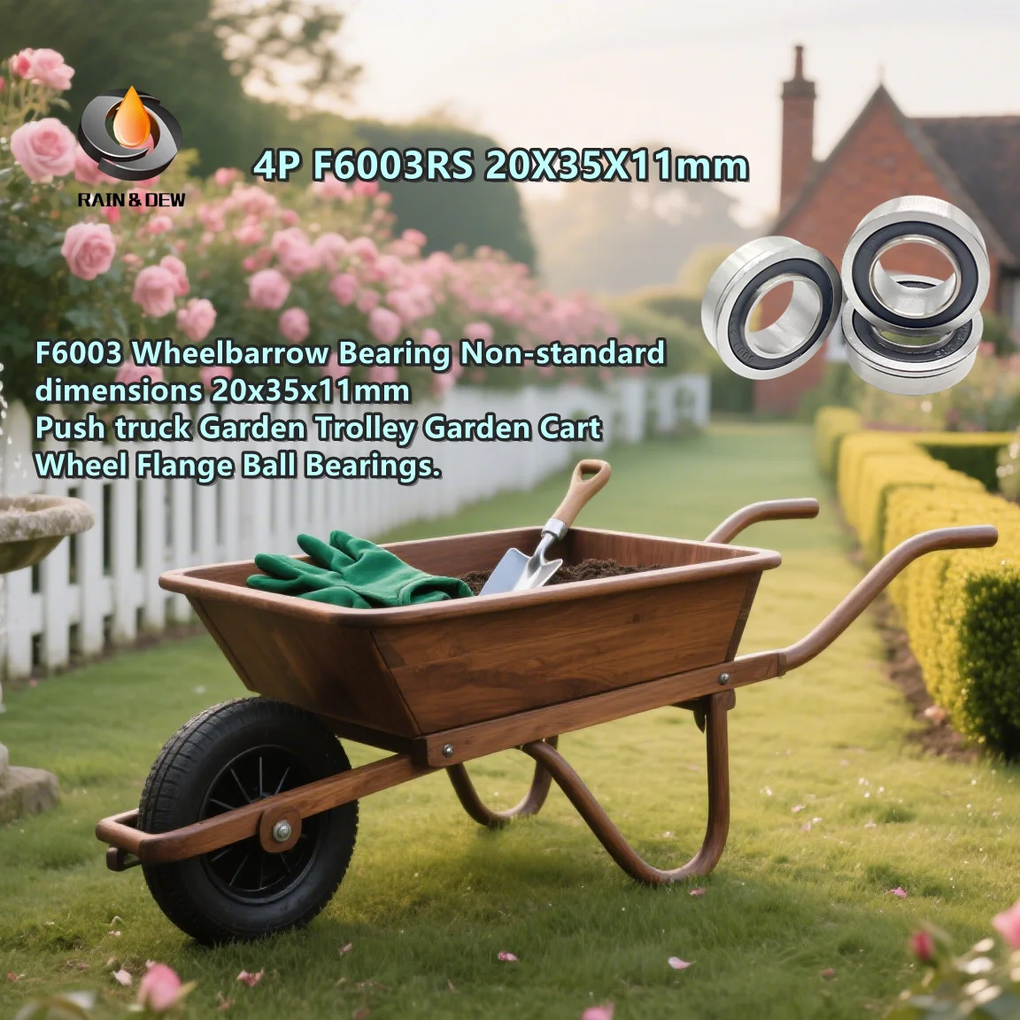 

4P F6003 Подшипник тачки Нестандартные размеры 20x35x11 мм Толкатель Садовая тележка Садовая тележка Садовая тележка Фланец колеса Шарикоподшипники