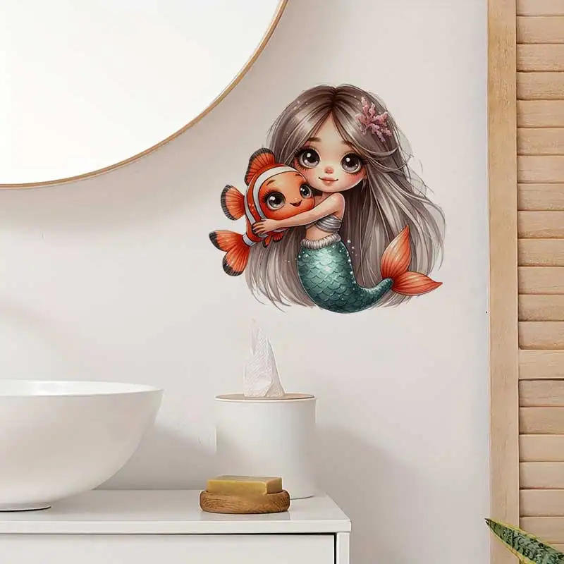 Mermaid Wall Stickers for Living Room Sofa Background Home Decor Children's Room Art Decals Easy to Apply Wallpaper AA32