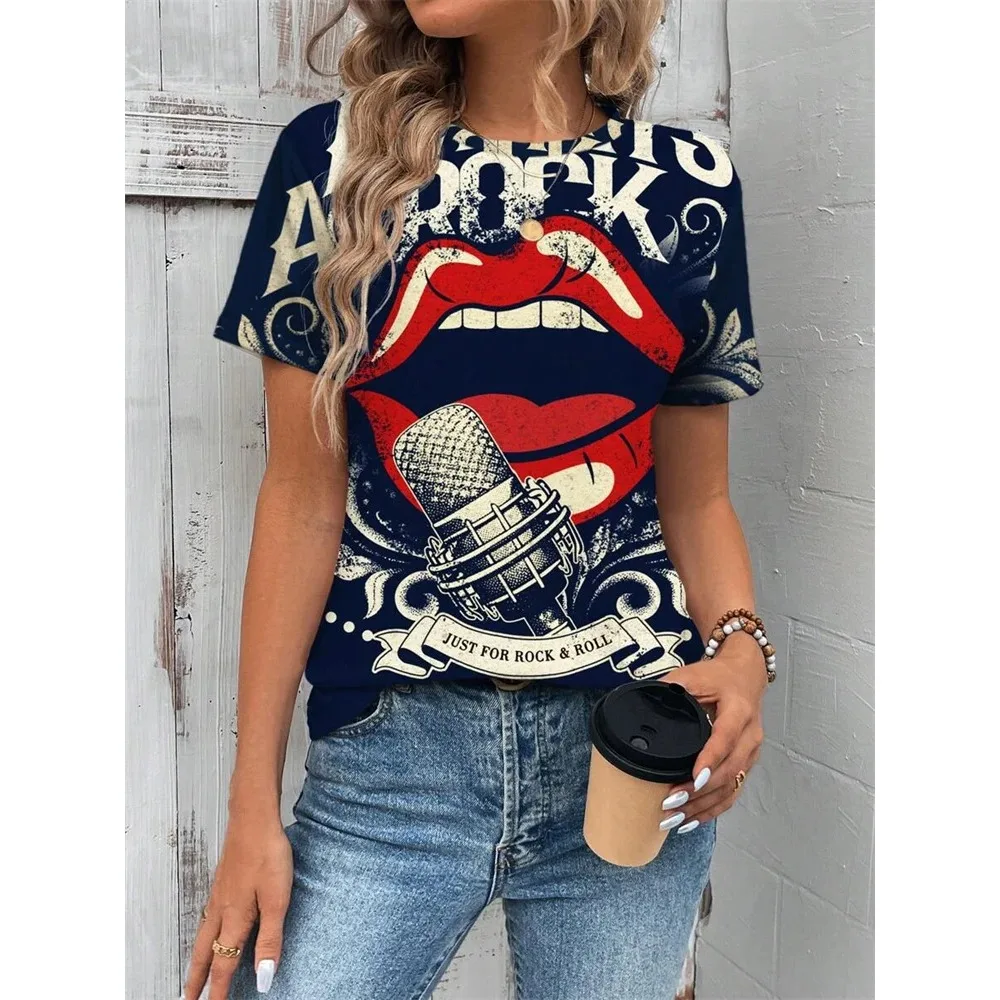 Camiseta con estampado de póker en 3D para mujer, Top informal de manga corta para uso diario, ropa de calle urbana a la moda con cuello redondo Y2K