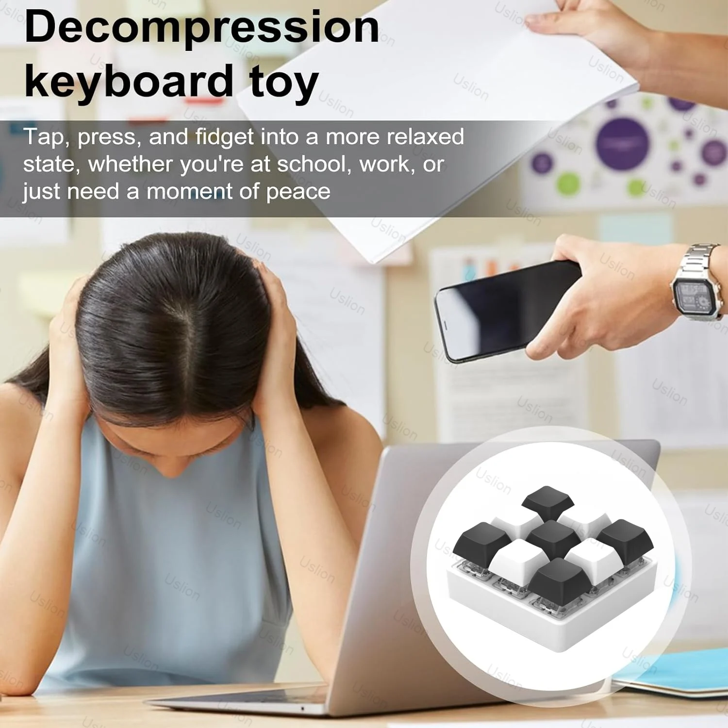 9-Key Keyboard Fidget Keychain 5