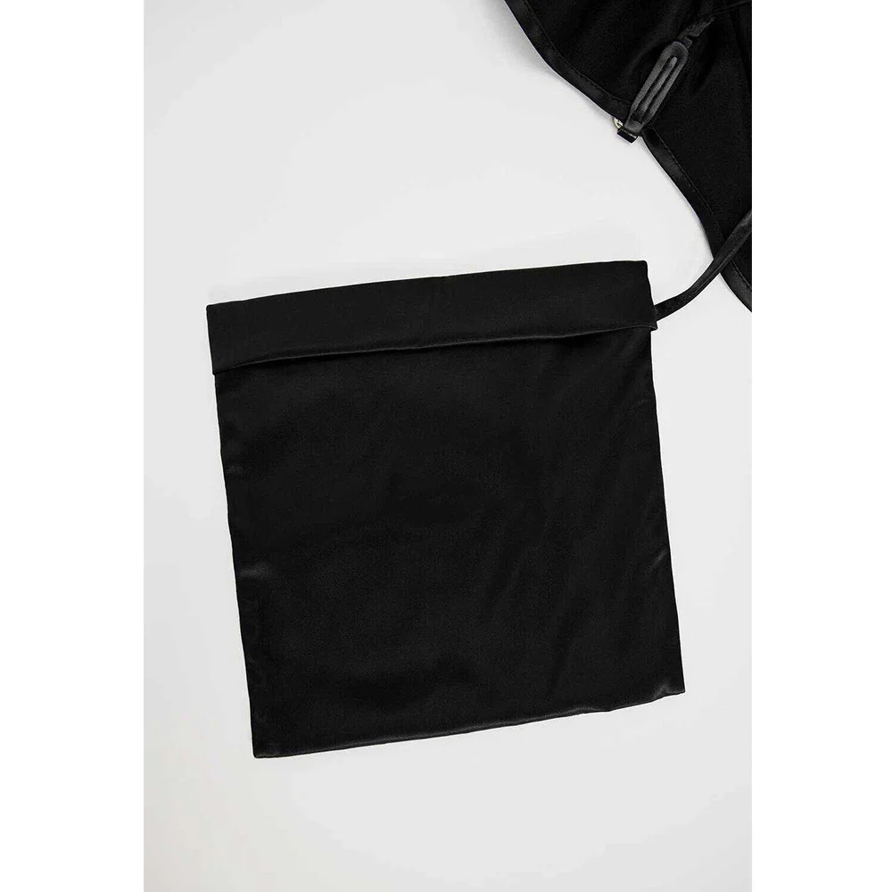 Bolso de mano de satén de gran tamaño para mujer, bolsa de hombro de seda suave, de diseñador de lujo, color negro, grande, 2024