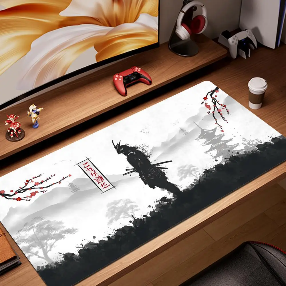 

Japan Samurai Silhouett Fantasy Mask Mouse Pad Desk Mat Large Non-slip Anti-fray Keyboard Ergonomic HYBXAXC Rubber Home Custom