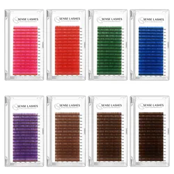 SENSE LASHES 16 Rows Color Lash Purple Blue Brown Green Red Pink Eyelash Extensions Colorful Individual Lashes Makeup Tools