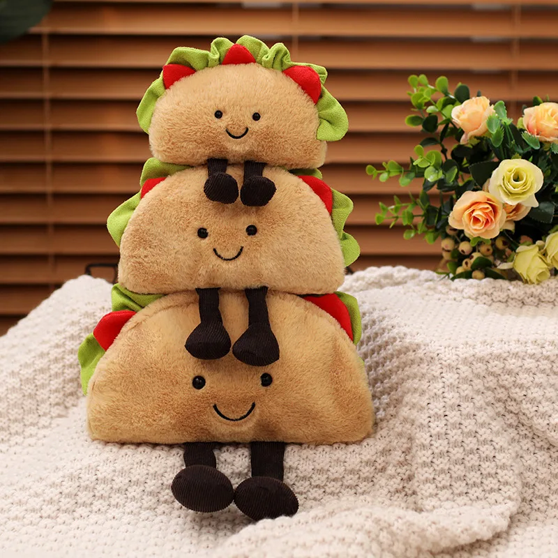 Ins Plush Taco Potato Dogs Toy Cute Keychain Simulation Foodmexican Roll Hamburger Cucumber Dog Supplies Doll Cat Comfort Toys