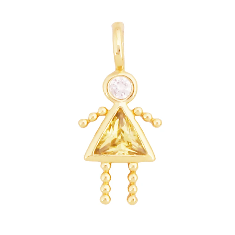 Trendy Love Boy Girl Geburtsstein Zirkonia Charm Anhänger, echte 18K Gold Halskette Armband für DIY handgemachten Schmuck Versorgung S04 – Detail 12