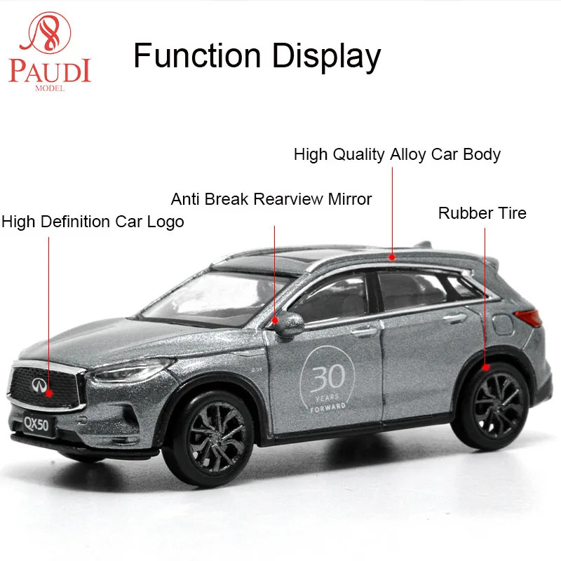 Paudi 1/64 Scale Infiniti QX50 2018 Metal Car Model for Adult 1:64 Alloy Diecast Miniature Vehicles Model Toy Hobby Collection