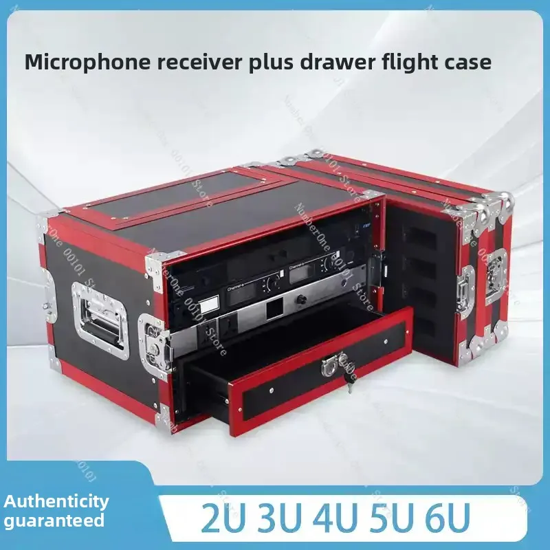 Microphone Flight Case Rack 2U 3U 4U 5U 6U Aluminum Case for Wireless Receiver Microphone Drawer Rack Case