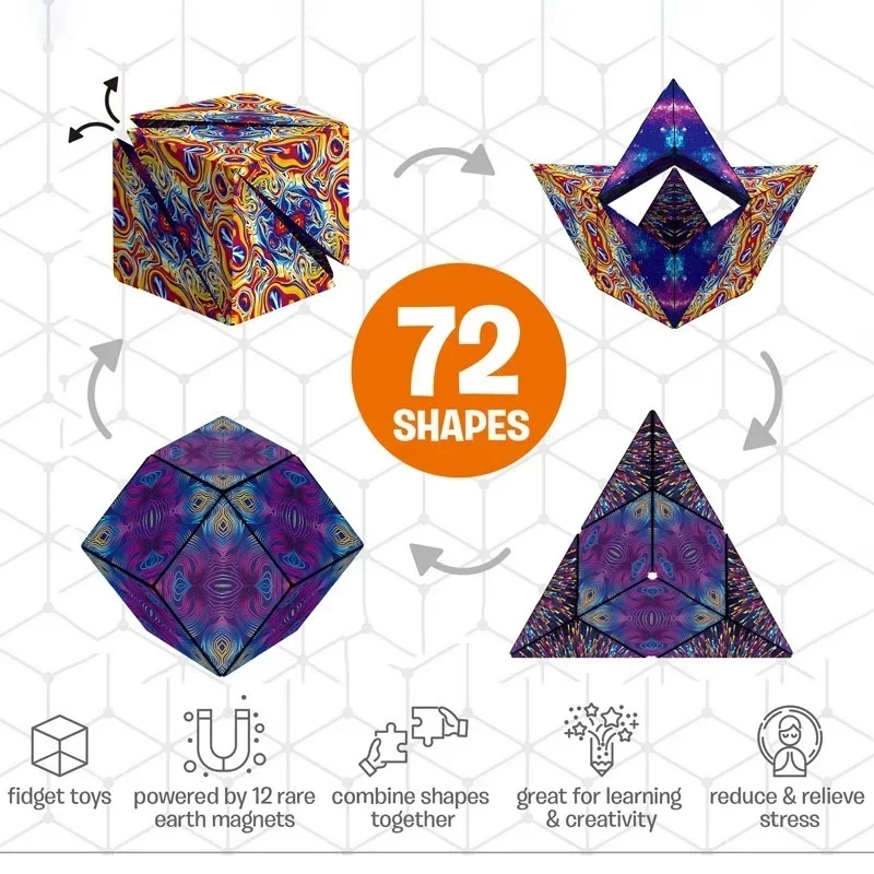 NEW Geometric Variable Magnetic Cube 3D Decompression Thinking Training Children\'s Puzzle Puzzle Cube Decompression Toys